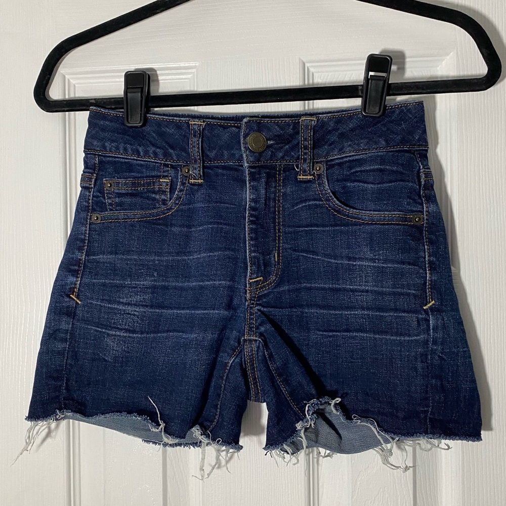American Eagle Super Stretch Jean Shorts in Dark Wash